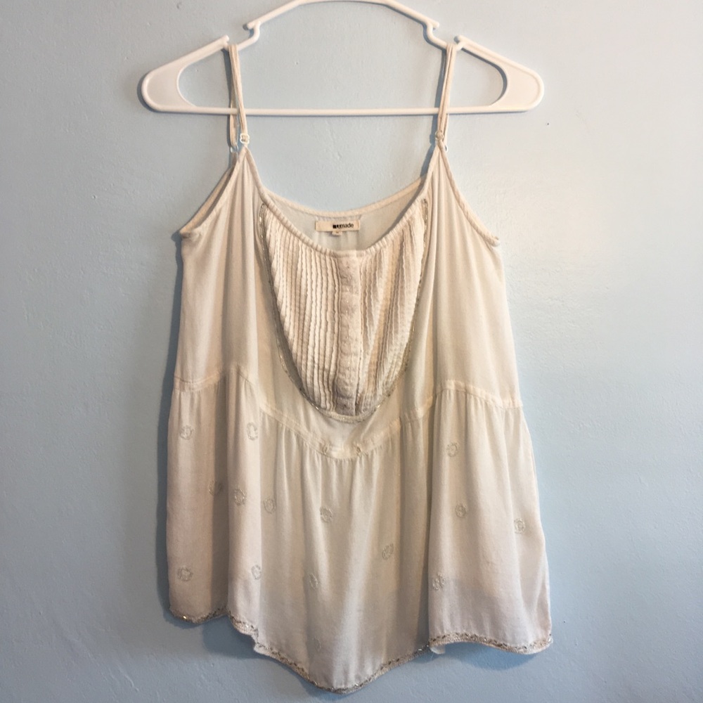 LAmade White Cami with Shimmer Details on Front M